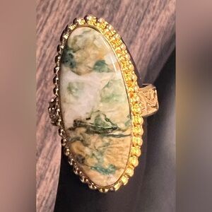 Ring - gold overlay over brass - mariposite - ornate band